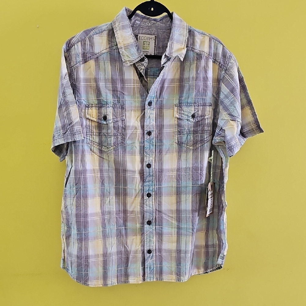 Ecoths Men's Yellow Plaid Shirt